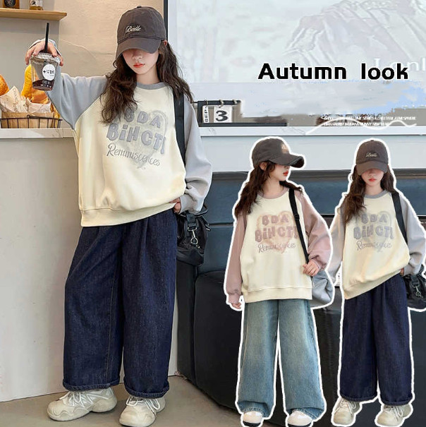 2025秋服新作韓国子供服　英字ロゴ　トレーナー