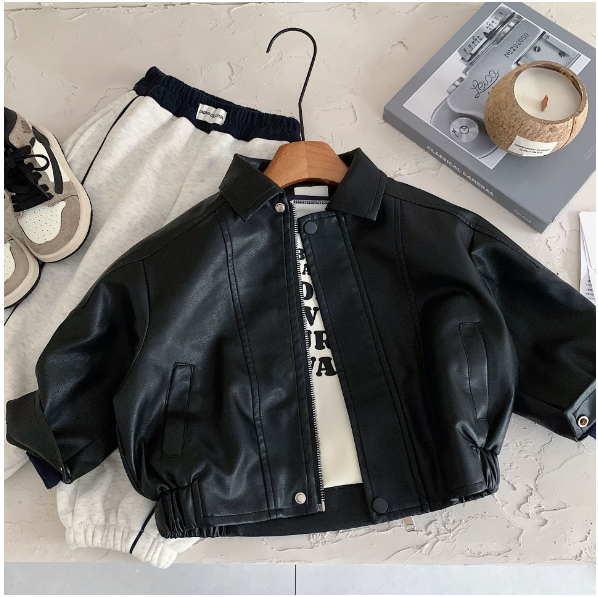 2025冬服新作韓国子供服　PU　ジャケット
