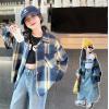 2025秋服新作韓国子供服　女の子　チェック柄　ブラウス