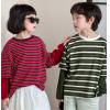 2025秋服新作韓国子供服　重ね着　ボーダー　トップス