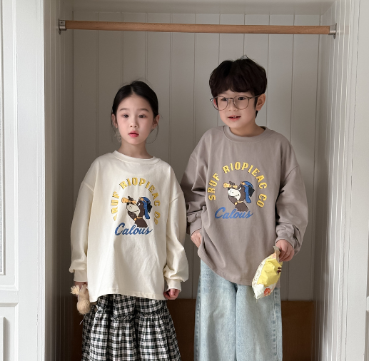 2026春服新作韓国子供服　Dog柄　トップス