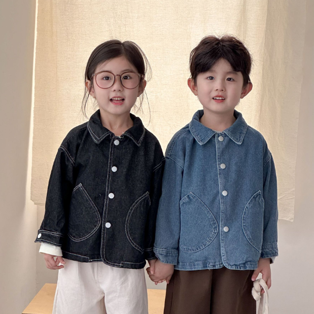 2026春服新作韓国子供服　デニムジャケット