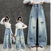 2026春服新作韓国子供服　リボン柄　デニムパンツ