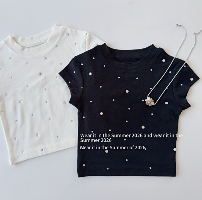 2026夏服新作韓国子供服　ドット柄　半袖ｔシャツ