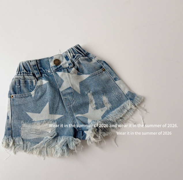 2026夏服新作韓国子供服　星柄　デニムパンツ